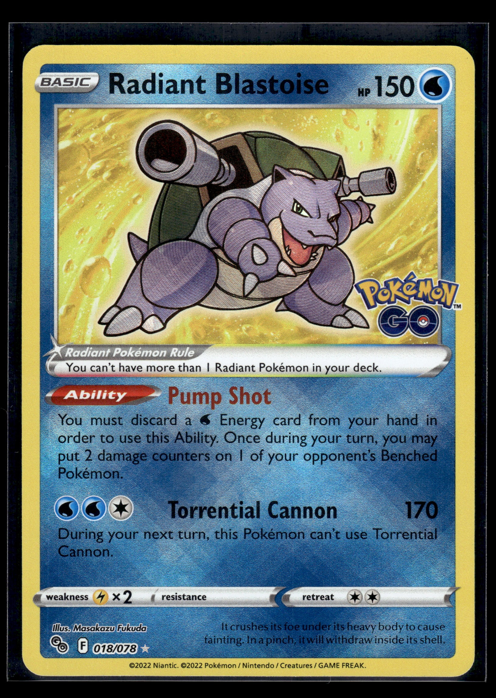 Radiant Blastoise #018/078 Pokemon GO NM