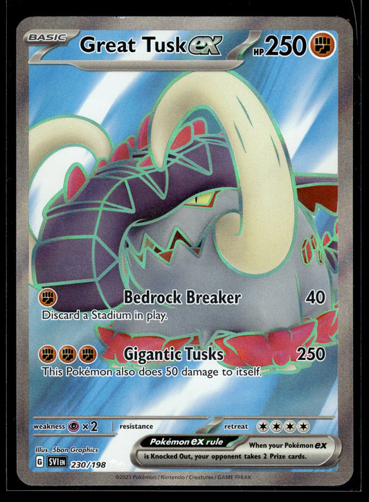Great Tusk ex #230/198 Scarlet & Violet Base Set VLP
