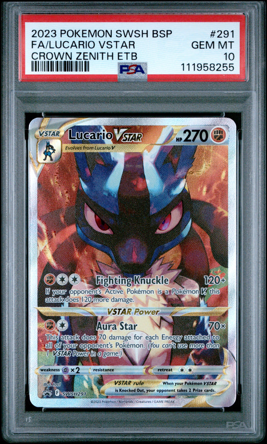 PSA 10 Lucario Vstar #291 Swsh Black Star Promo