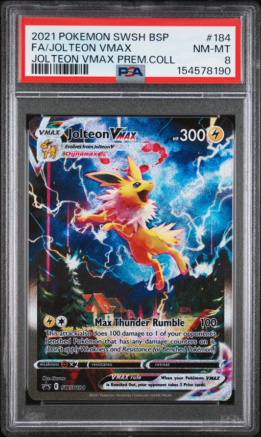 PSA 8 Jolteon Vmax #184 Swsh Black Star Promo