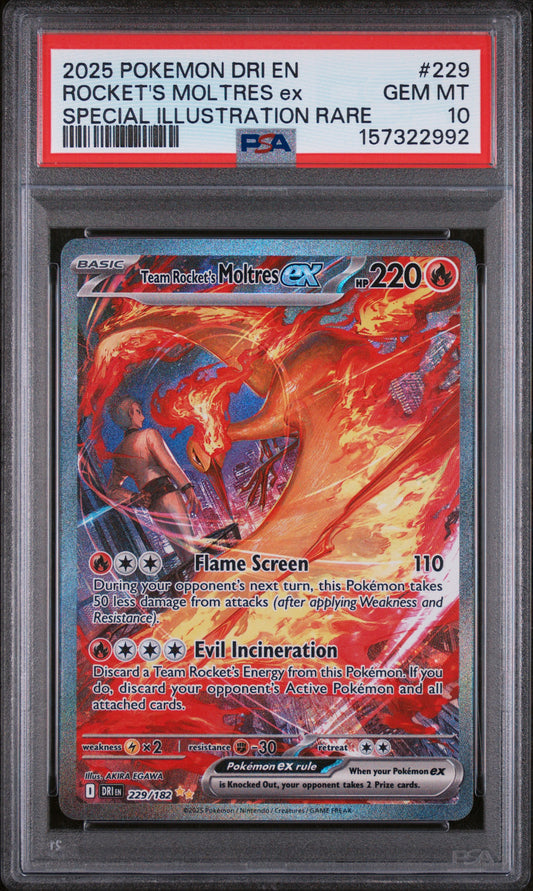 PSA 10 Rocket's Moltres Ex #229 Destined Rivals