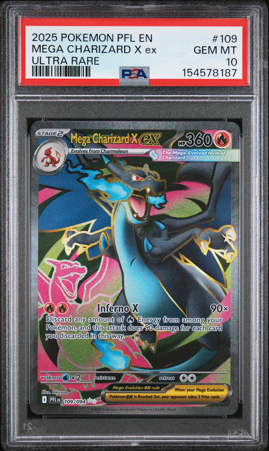 PSA 10 Mega Charizard X ex #109 Phantasmal Flames
