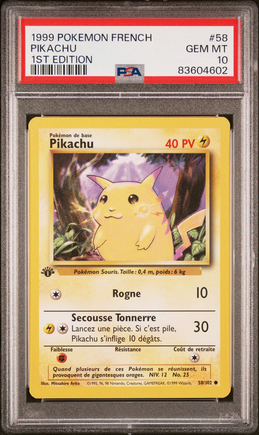 PSA 10 Pikachu #58 1st Edition FRENCH Base Set