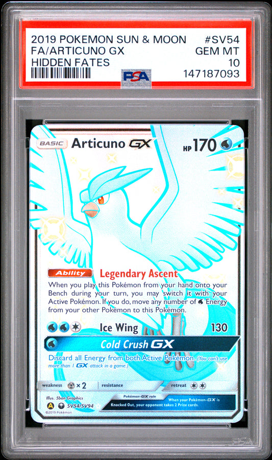PSA 10 Articuno GX #SV54 Hidden Fates