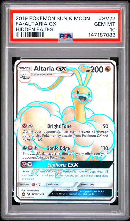 PSA 10 Altaria GX #SV77 Hidden Fates