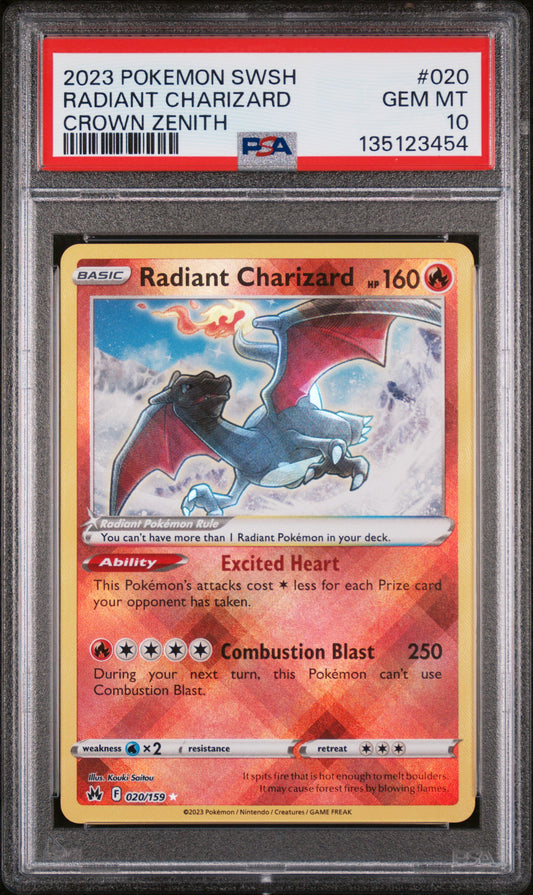 PSA 10 Radiant Charizard #020 Crown Zenith