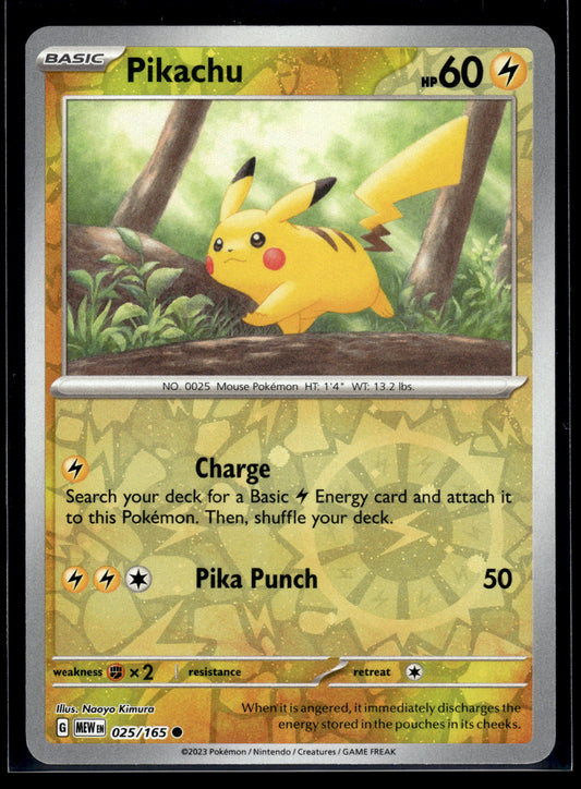 Pikachu #025/165 Reverse Holo Cosmos Scarlet & Violet 151 LP