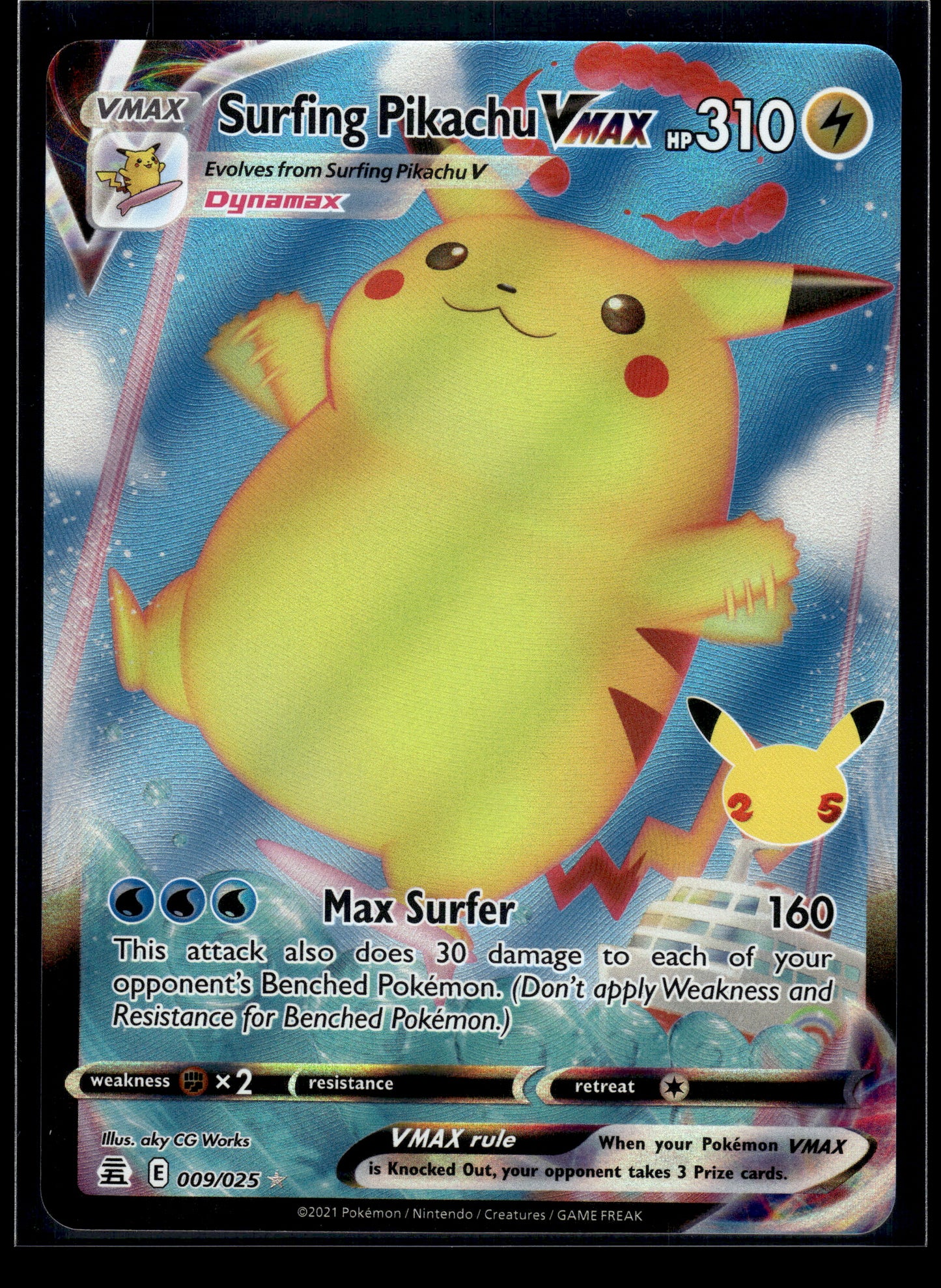 Surfing Pikachu VMAX #009/025 Celebrations NM