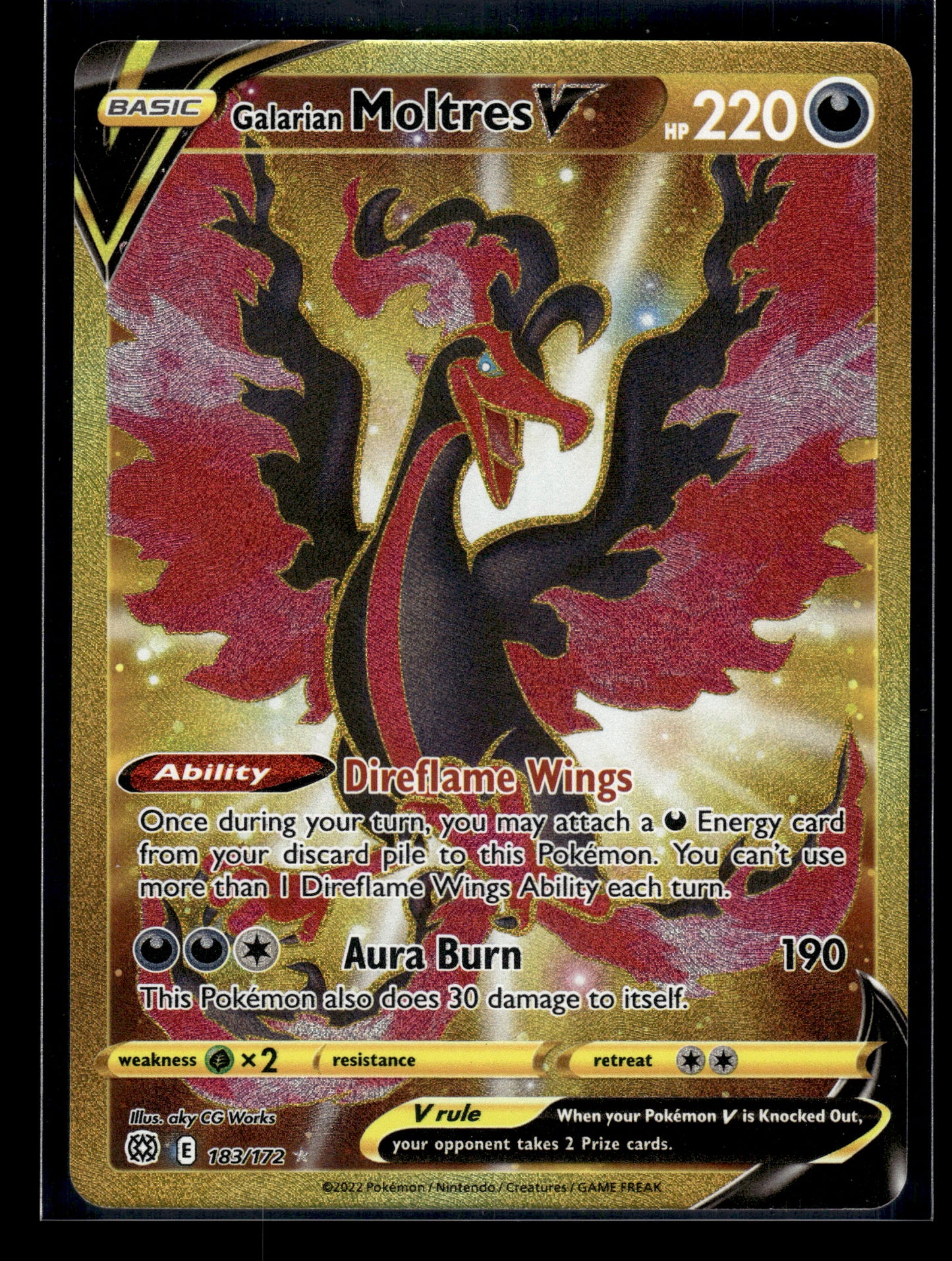 Galarian Moltres V (Secret) #183/172 Brilliant Stars VLP