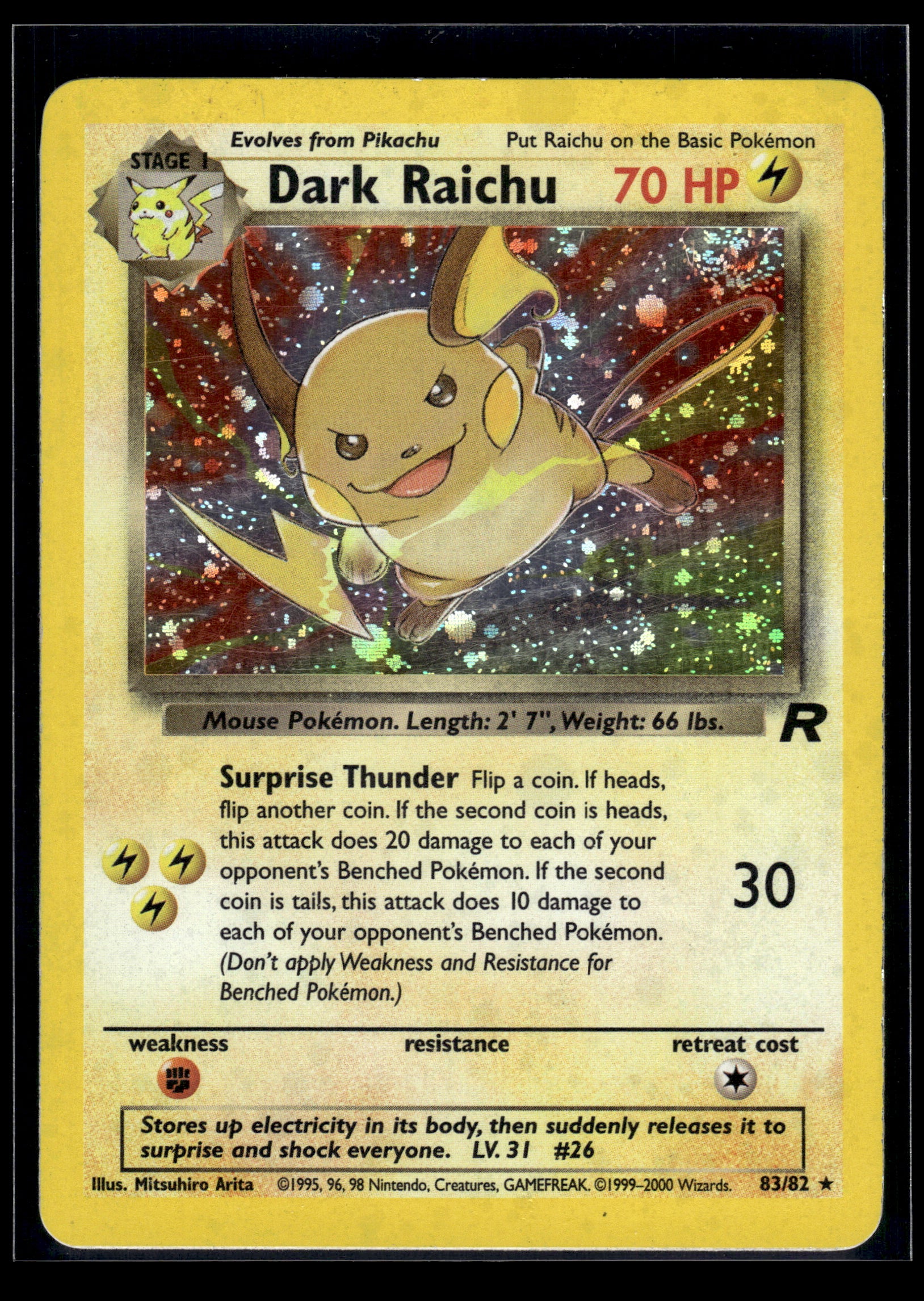 Dark Raichu #83/82 Team Rocket MP