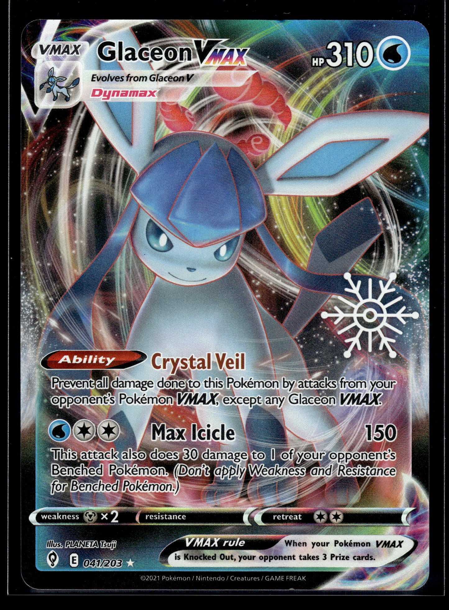 Glaceon VMAX #041/203 Snowflake STAMPED Evolving Skies LP