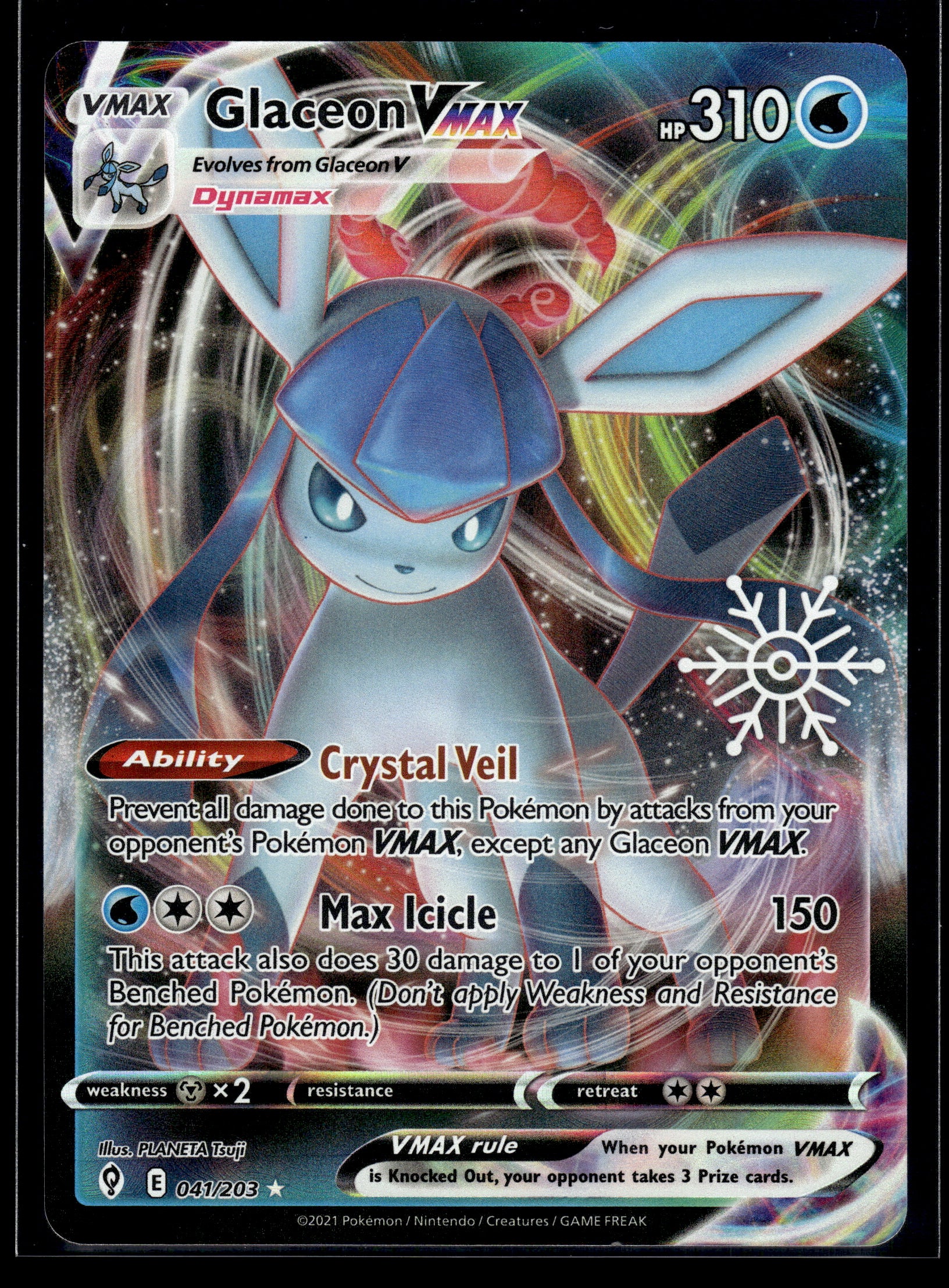 Glaceon VMAX #041/203 Snowflake STAMPED Evolving Skies LP