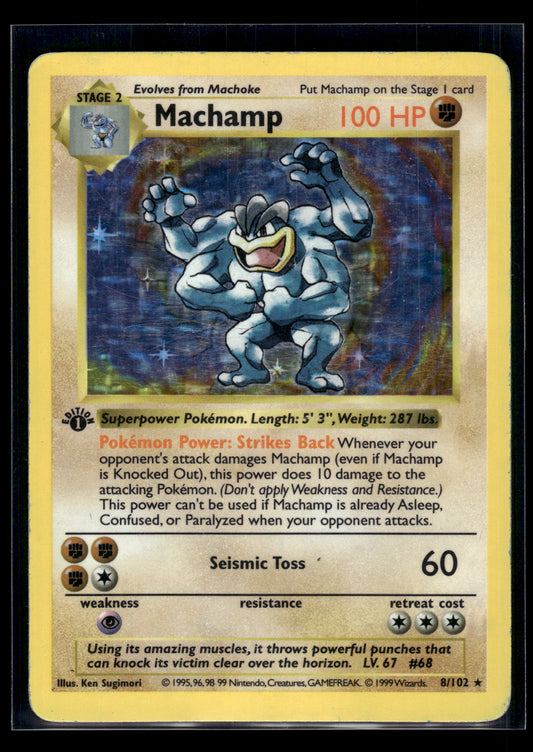 Machamp #8/102 1st Edition Shadowless Base Set HP
