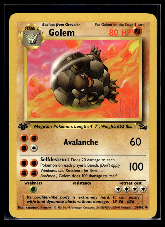 Golem #36/62 1st Edition Fossil LP