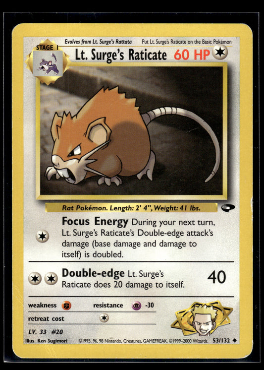 Lt. Surge's Raticate #053/132 Gym Challenge HP