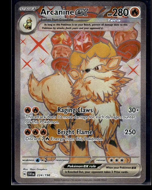 Arcanine ex #224/198 Scarlet & Violet Base Set LP