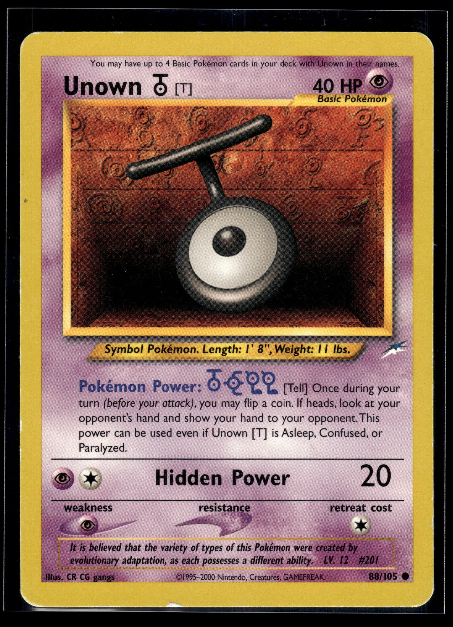 Unown [T] #088/105 Neo Destiny MP