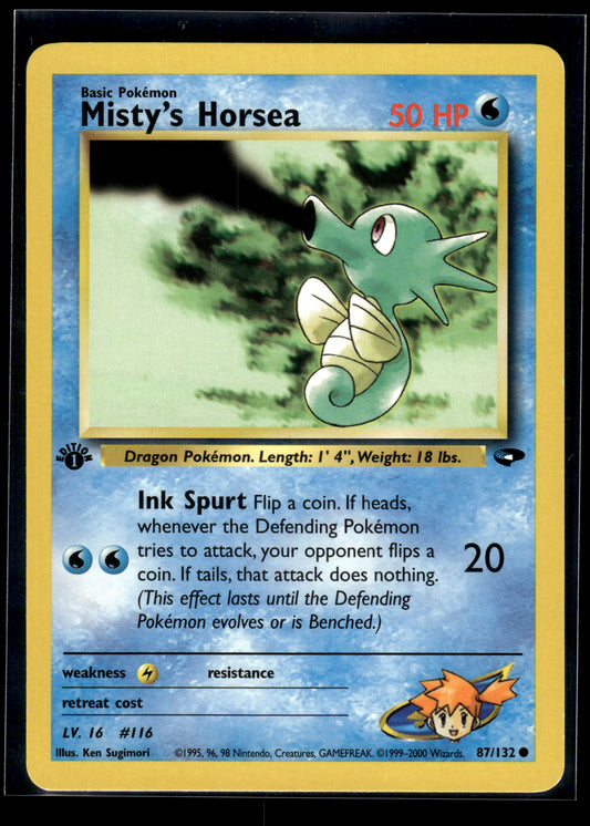Misty's Horsea #087/132 1st Edition Gym Challenge LP