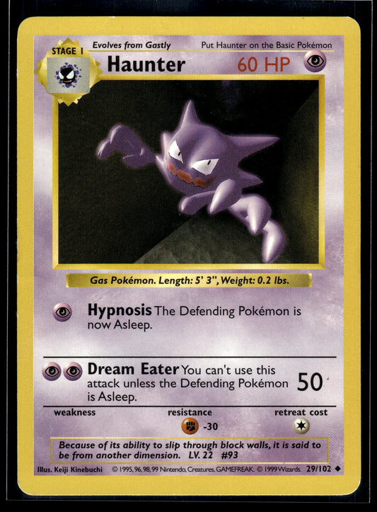 Haunter #029/102 Base Set (Shadowless) MP