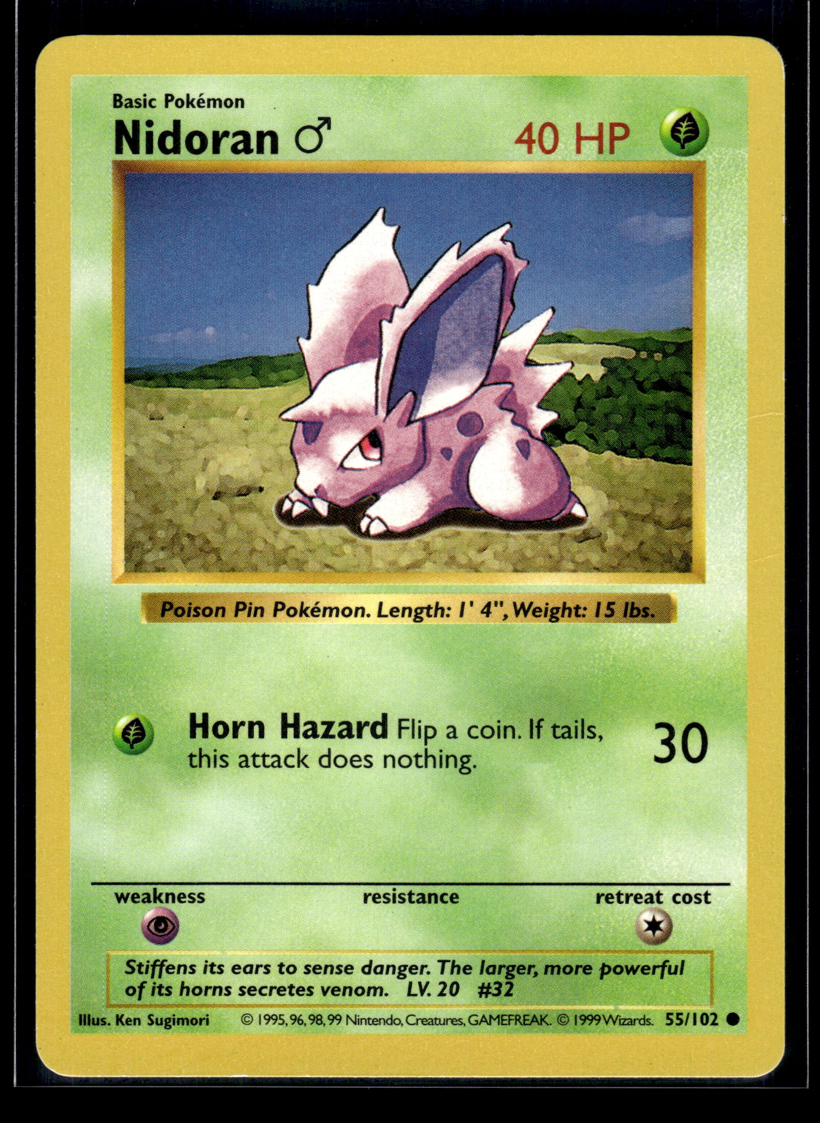 Nidoran M #055/102 Base Set (Shadowless) MP