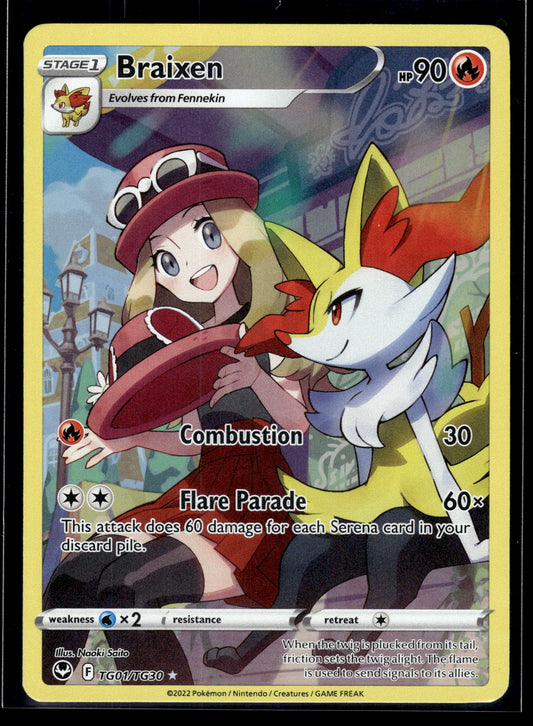 Braixen #TG01/TG30 Silver Tempest Trainer Gallery LP