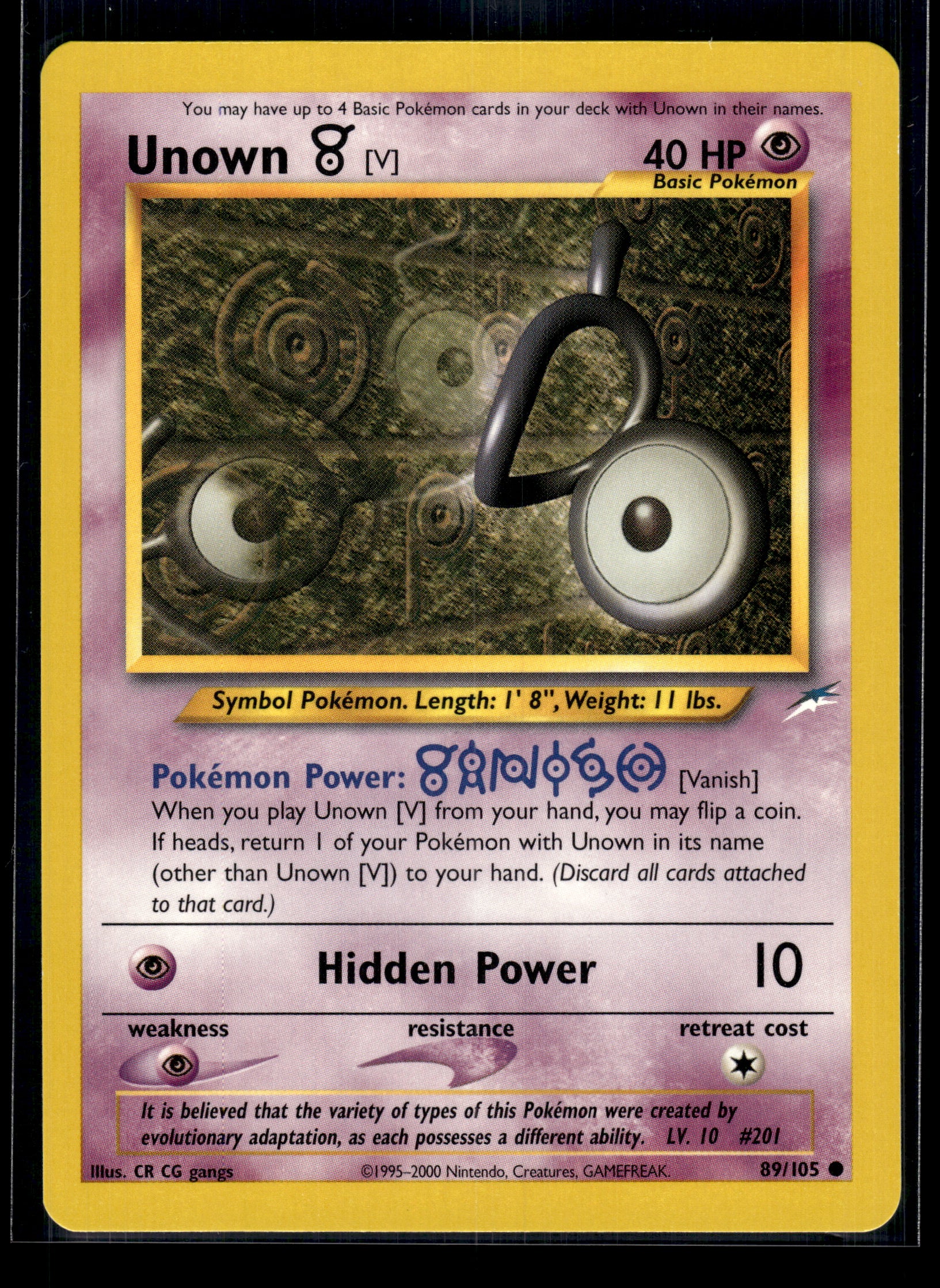 Unown [V] #089/105 Neo Destiny LP