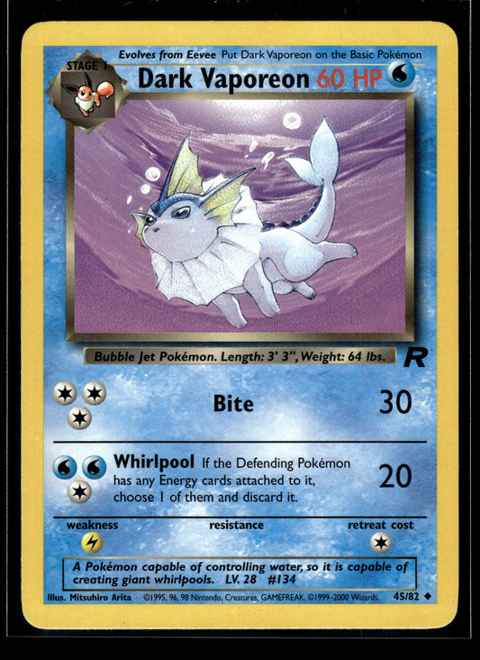 Dark Vaporeon #45/82 Team Rocket LP