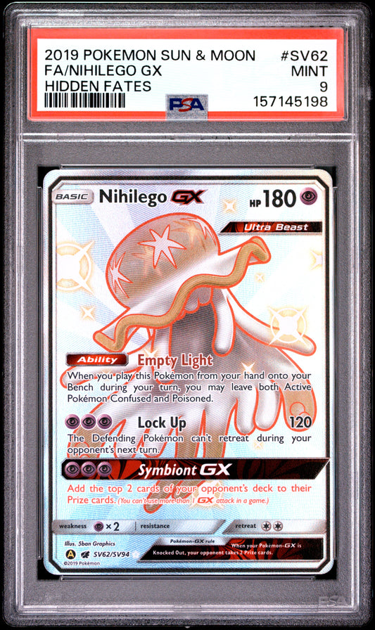 PSA 9 Nihilego Gx #SV62 Hidden Fates