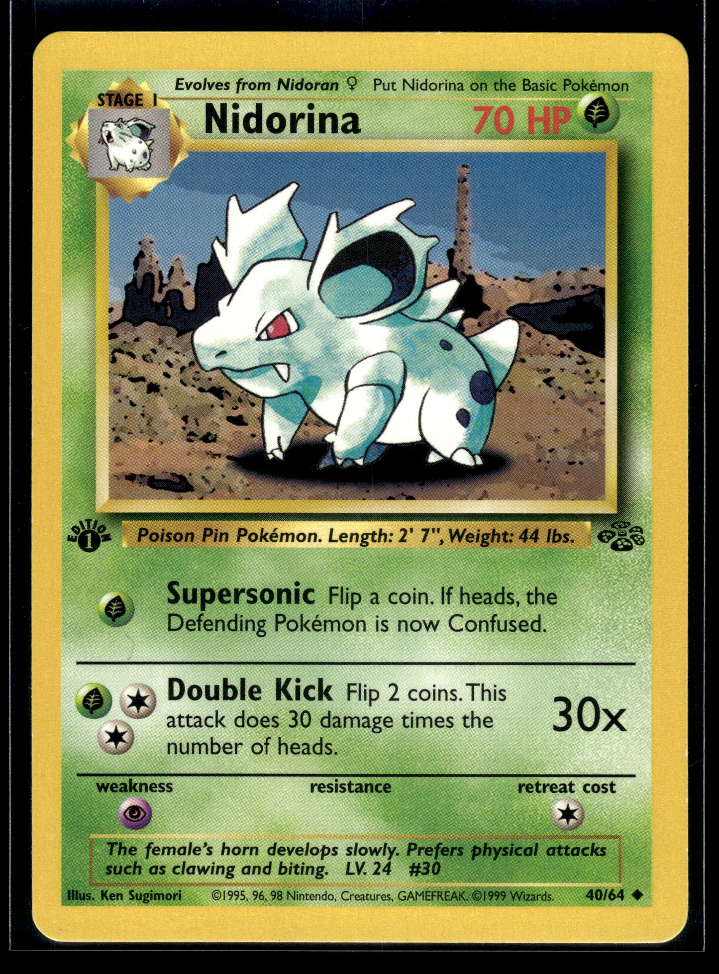 Nidorina #40/64 1st Edition Jungle LP