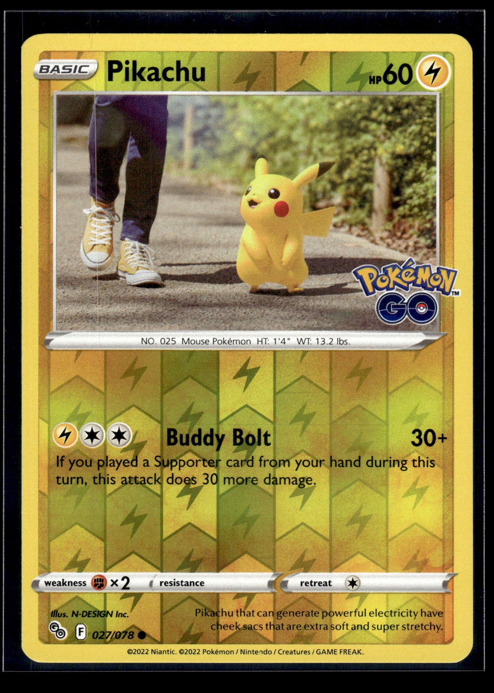 Pikachu #027/078 Reverse Holo Pokemon GO LP