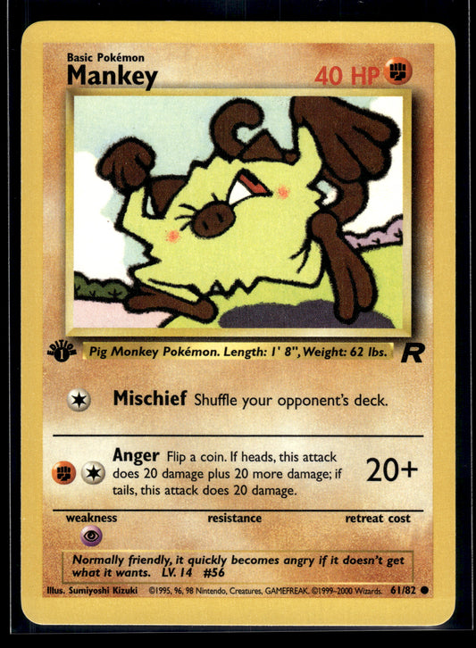 Mankey #61/82 1st Edition Team Rocket LP