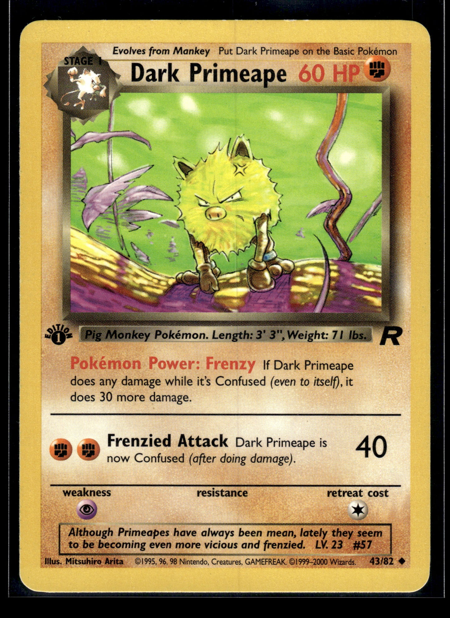 Dark Primeape #43/82 1st Edition Team Rocket MP