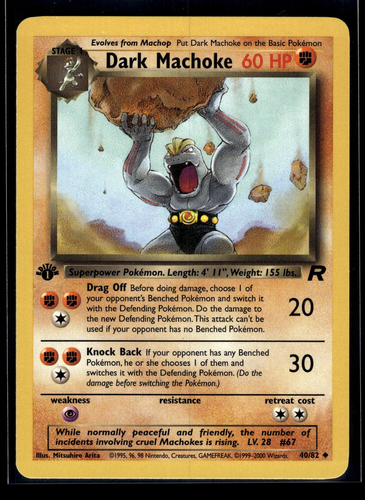 Dark Machoke #40/82 1st Edition Team Rocket LP
