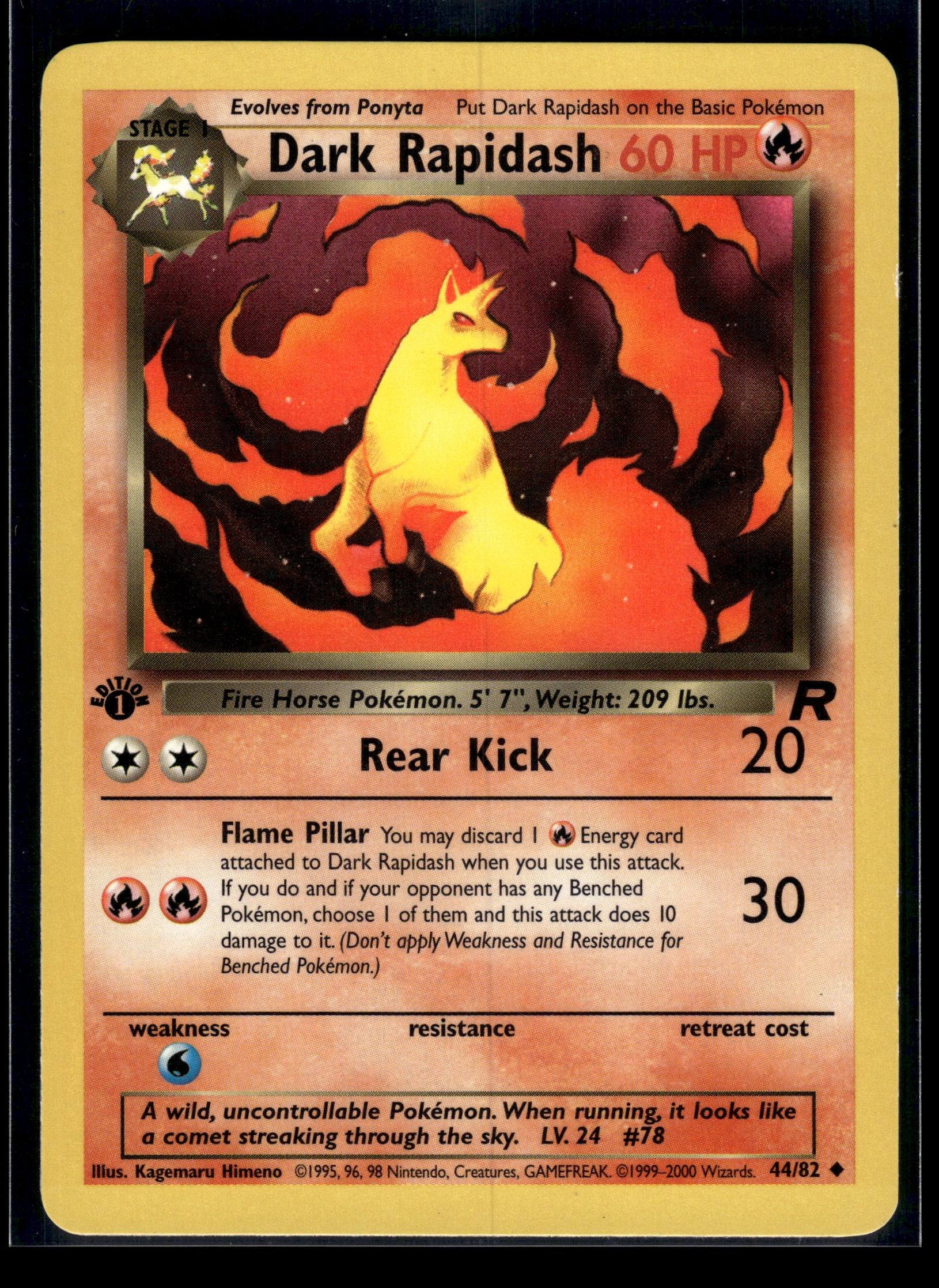 Dark Rapidash #44/82 1st Edition Team Rocket LP