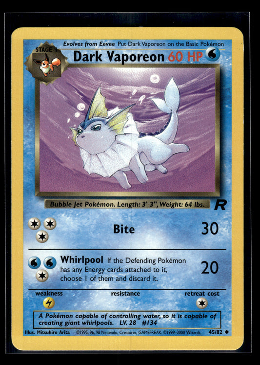 Dark Vaporeon #45/82 1st Edition Team Rocket LP