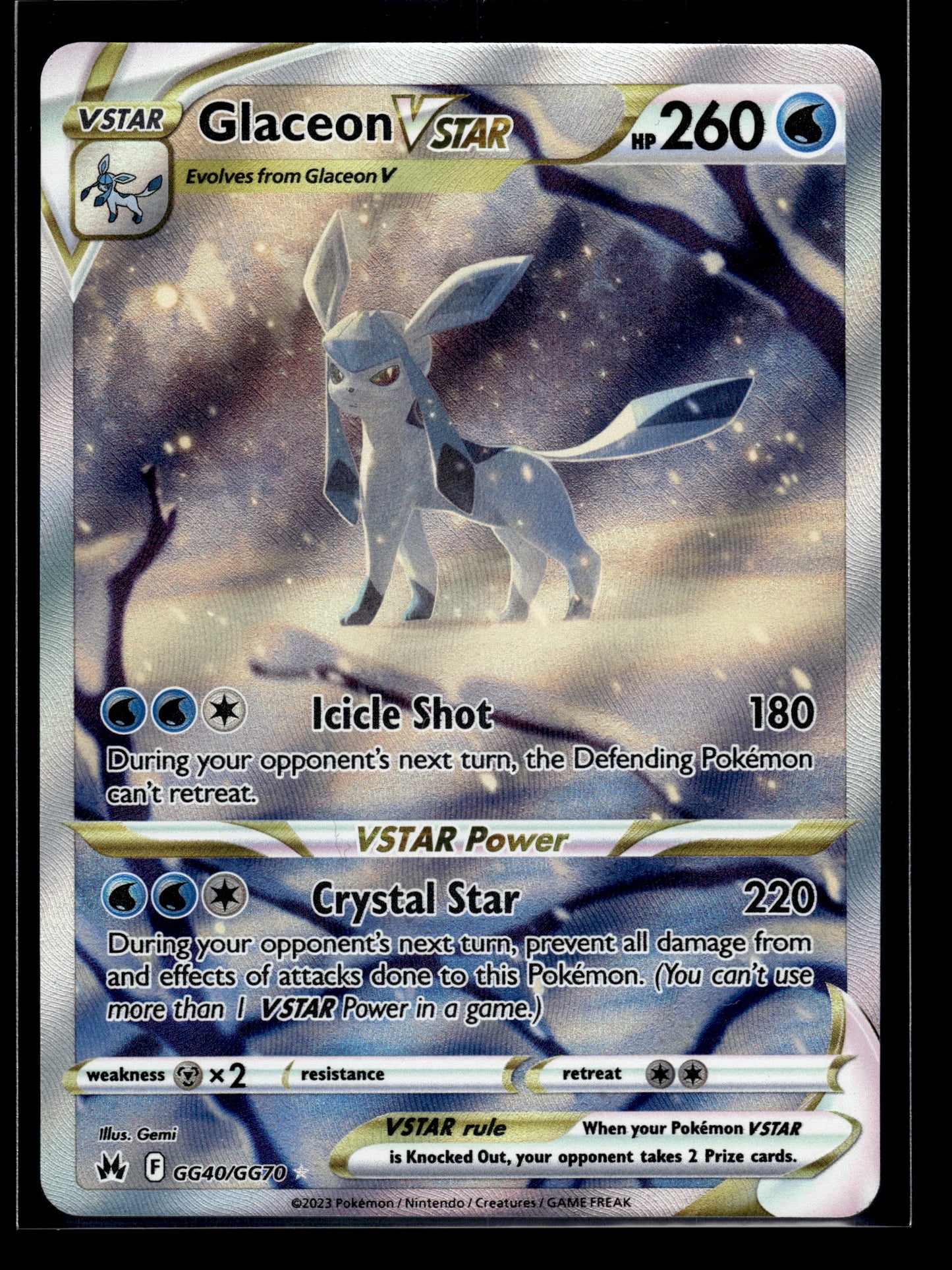 Glaceon VSTAR #GG40/GG70 Crown Zenith: Galarian Gallery NM