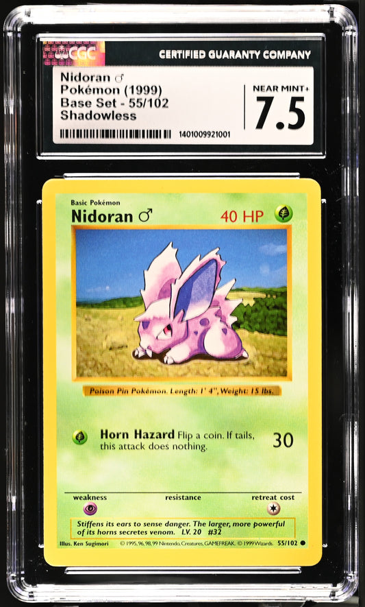 CGC 7.5 Nidoran ♂ #55/102 Shadowless Base Set