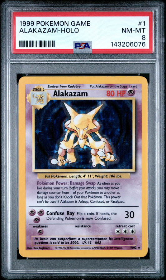 PSA 8 Alakazam-Holo #1 1999 Pokemon Game