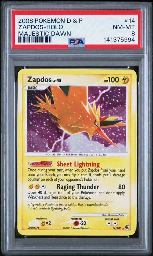 PSA 8 Zapdos-Holo #14 Majestic Dawn