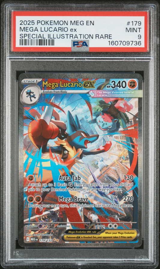 PSA 9 Mega Lucario Ex #179 Mega Evolution