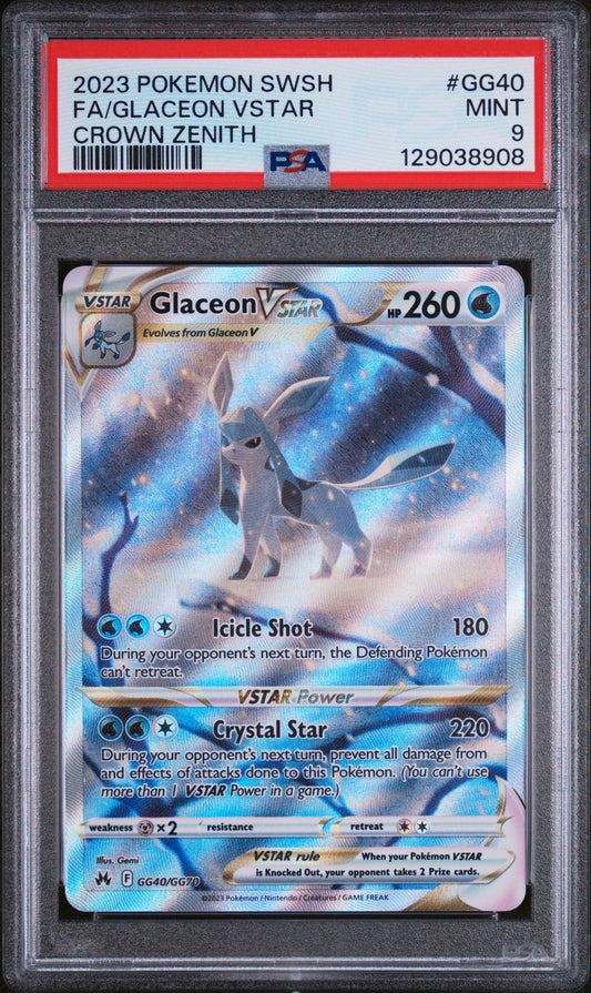 PSA 9 Glaceon Vstar #GG40 Crown Zenith