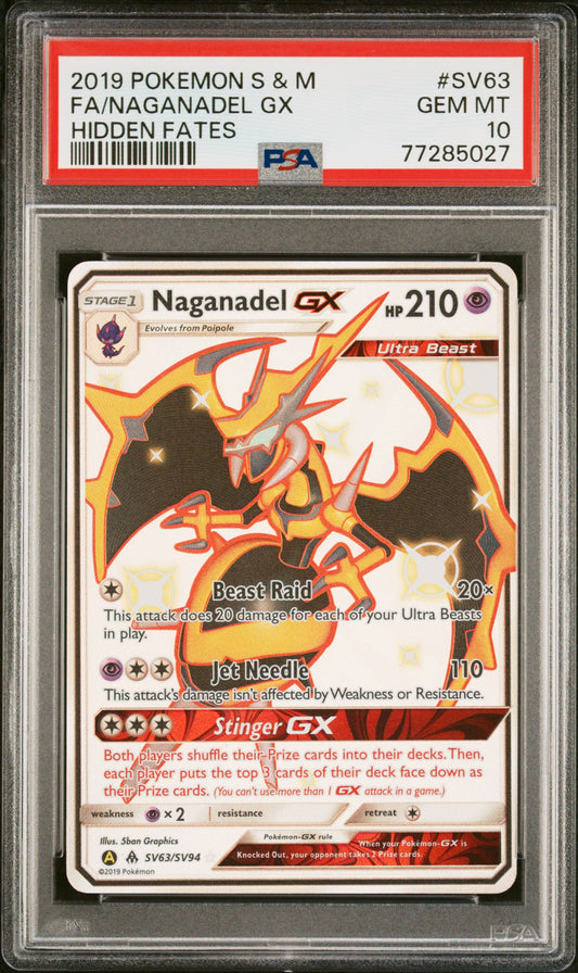 PSA 10 Naganadel Gx #SV63 Hidden Fates