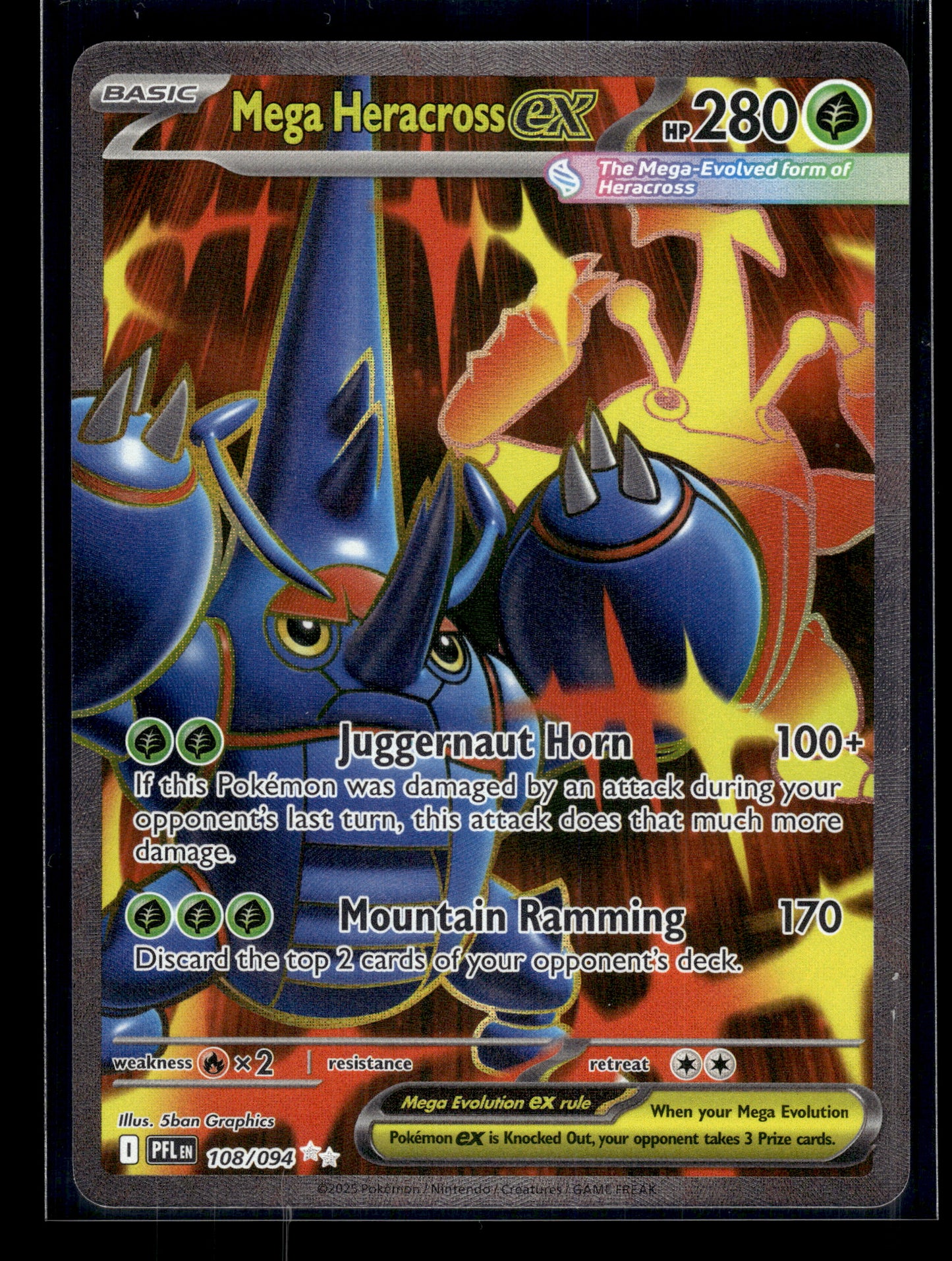 Mega Heracross ex #108/094 Phantasmal Flames NM