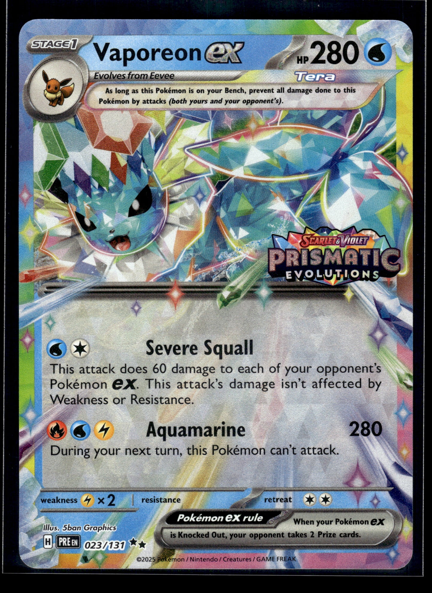 Vaporeon ex #023/131 STAMPED Prismatic Evolutions NM