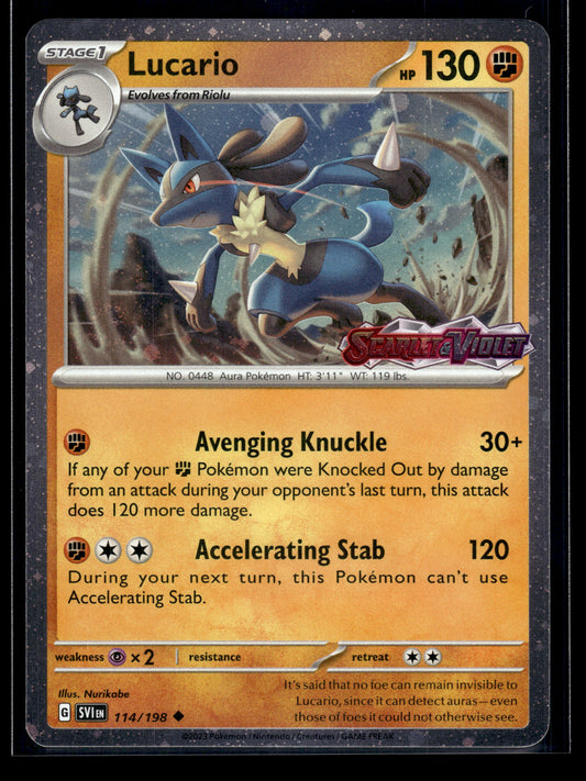 Lucario #114/198 STAMPED Scarlet & Violet Base Set LP