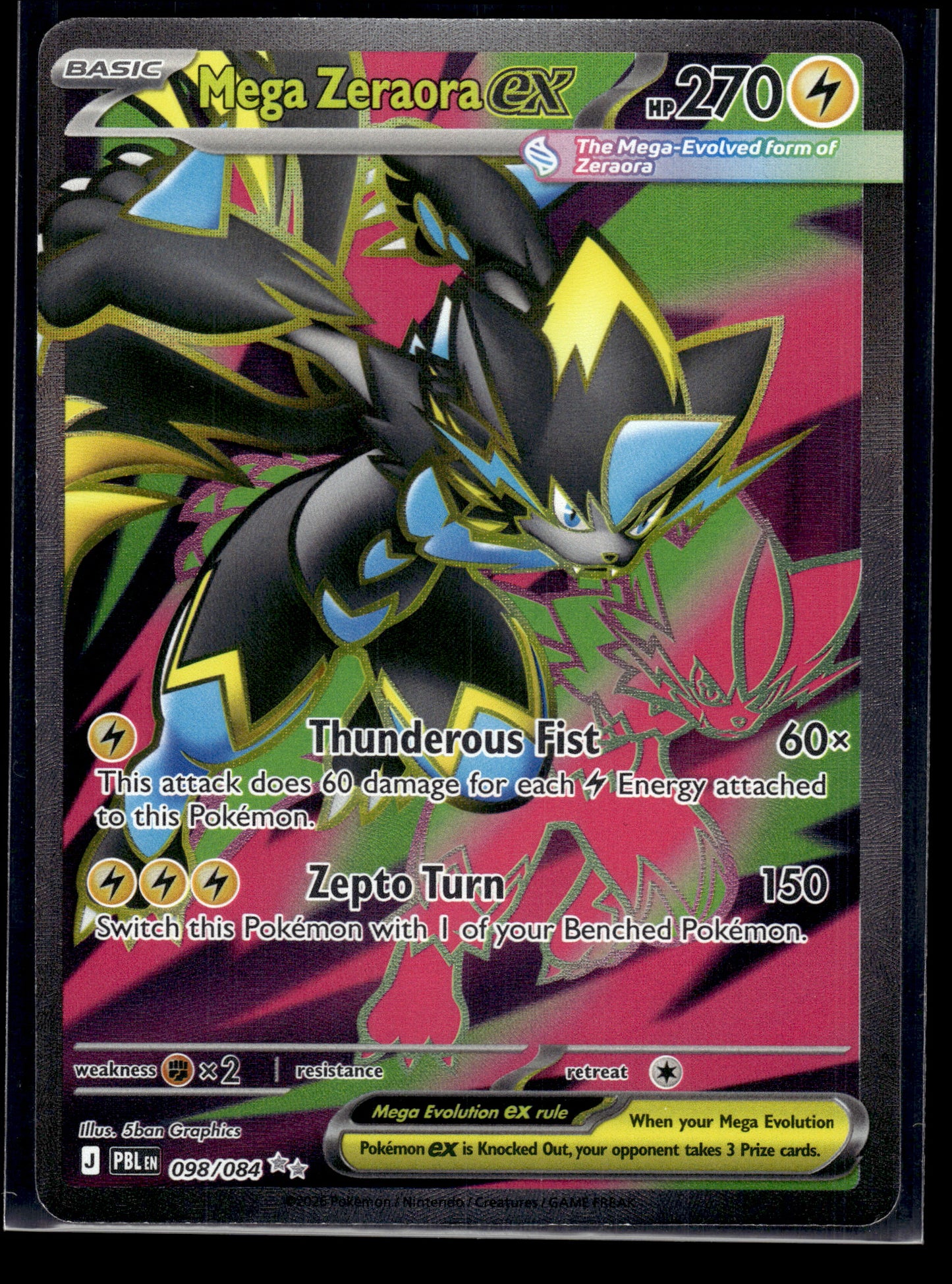 Mega Zeraora ex #098/084 Pitch Black NM