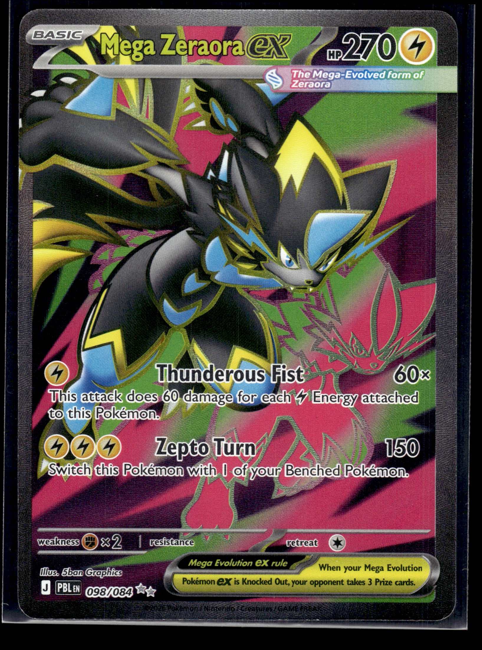 Mega Zeraora ex #098/084 Pitch Black NM