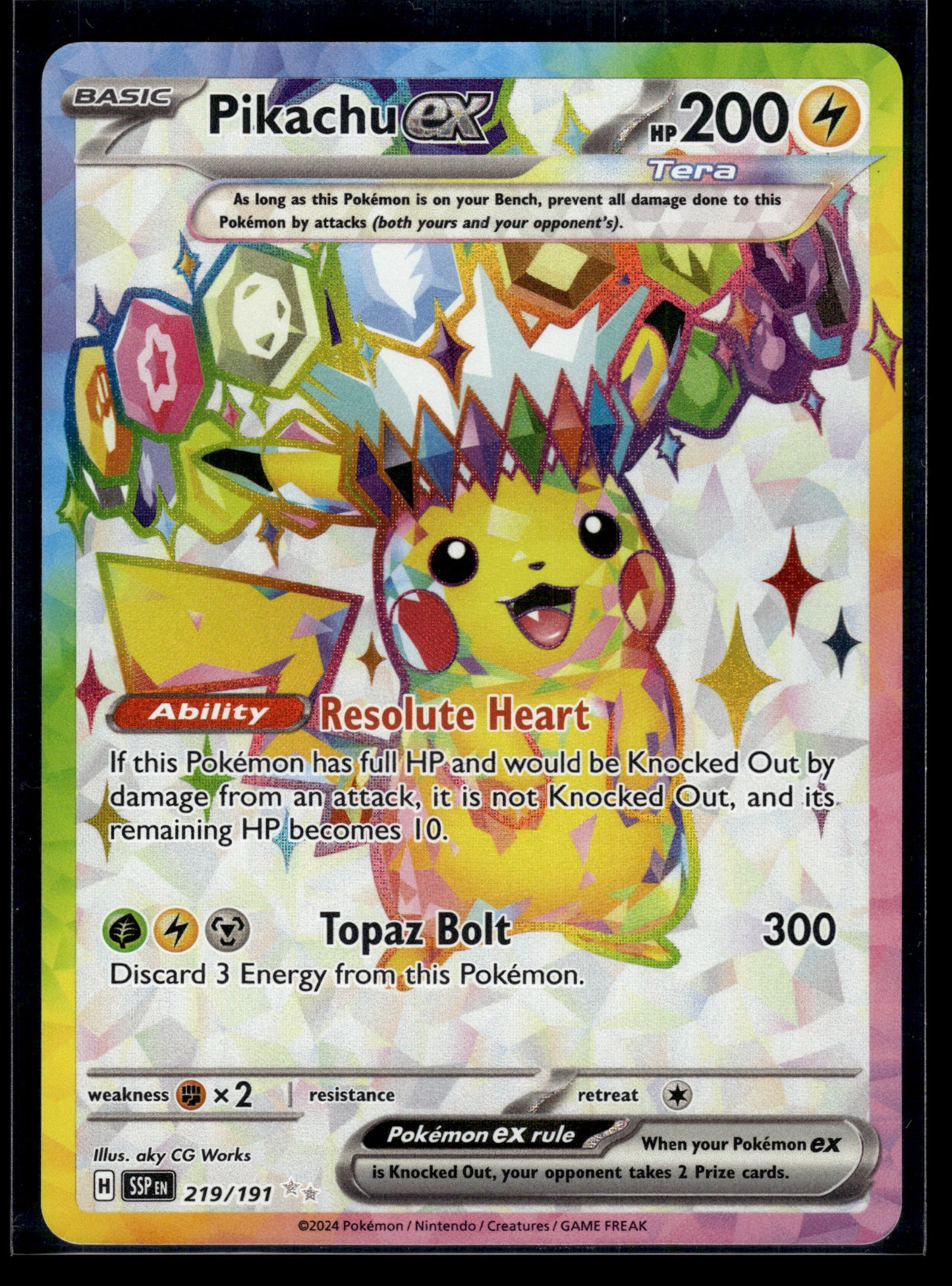 Pikachu ex #219/191 Surging Sparks NM