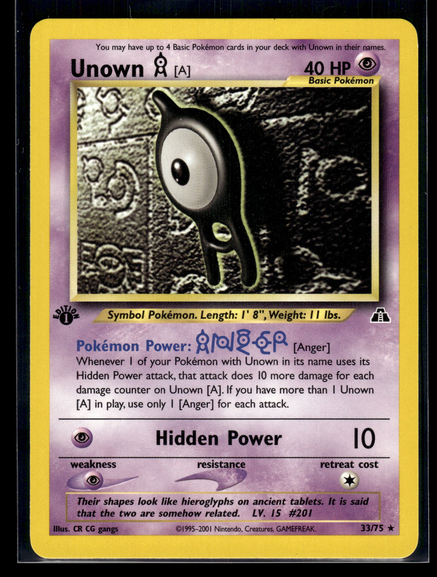 Unown [A] #33/75 1st Edition Neo Discovery LP