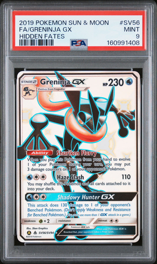 PSA 9 Greninja GX #SV56 Hidden Fates